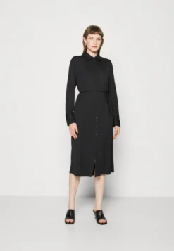 Calvin Klein Belted Shirt Dress - Blousejurk - Black